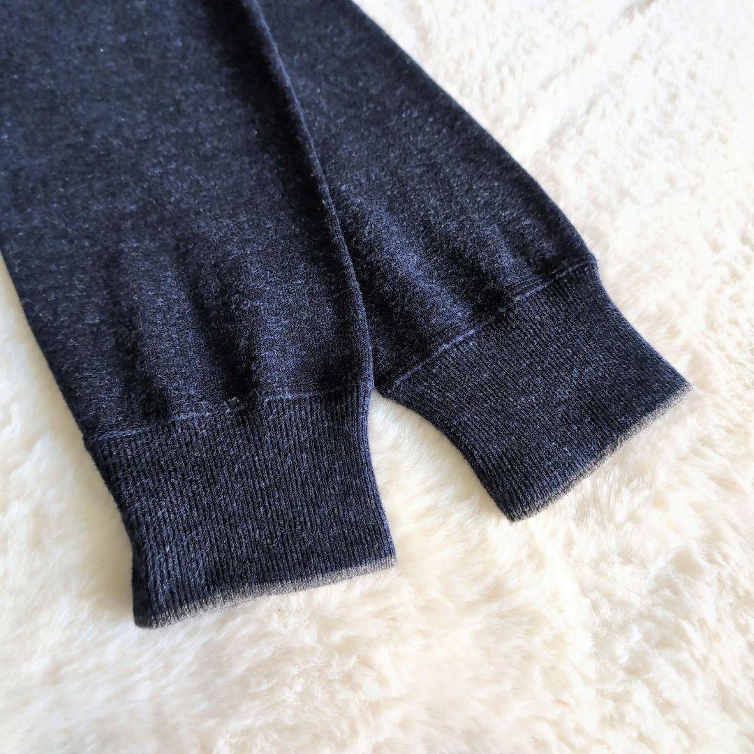 美品 ポロラルフローレン スタンドカラー ジップ ニットカーディガン ネイビー