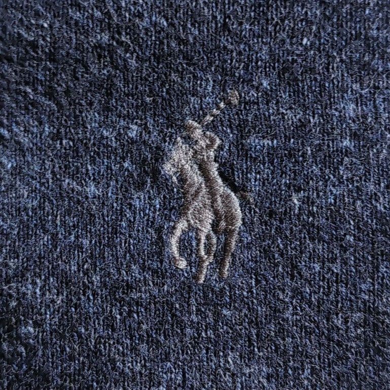 美品 ポロラルフローレン スタンドカラー ジップ ニットカーディガン ネイビー