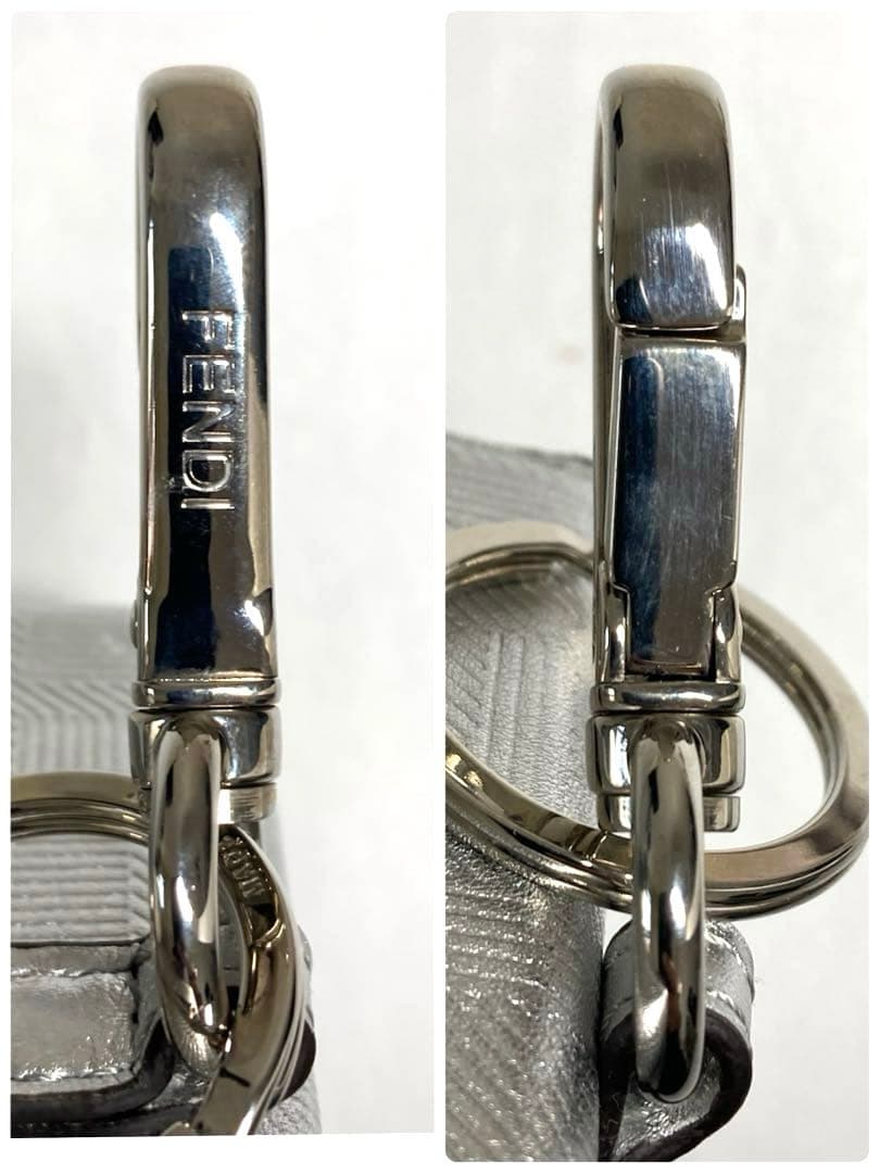 美品　フェンディ　ナノバゲット　チャーム　キーホルダー　キーリング　シルバー　袋