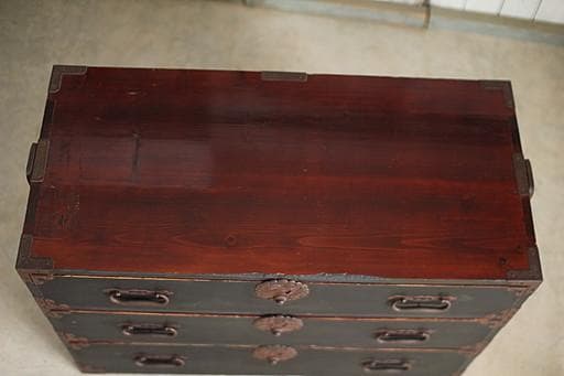 丸金具庄内箪笥　3段　タンス　収納　古家具　古民家　時代家具