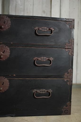 丸金具庄内箪笥　3段　タンス　収納　古家具　古民家　時代家具