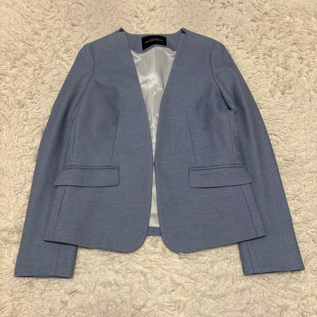 美品 グリーンレーベルリラクシング ノーカラー セットアップ スーツ パンツ