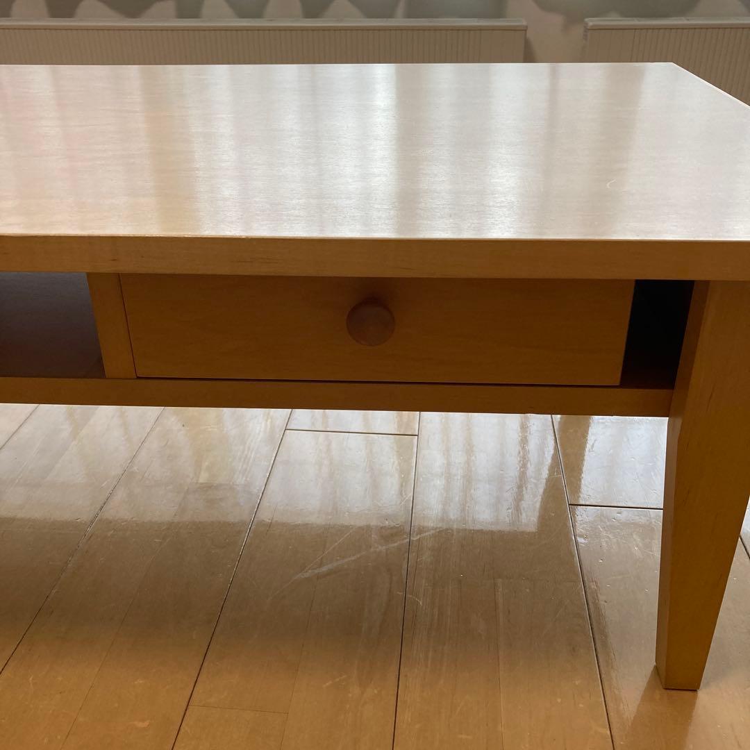 ナチュラルウッド 引き出し付きローテーブル【引き取り可能】