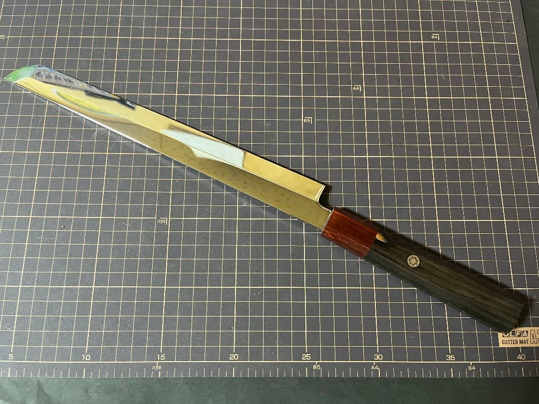 Ｖ金10号 先丸 柳刃包丁 9寸 刃渡り27cm 八角柄 全鋼 鏡面□