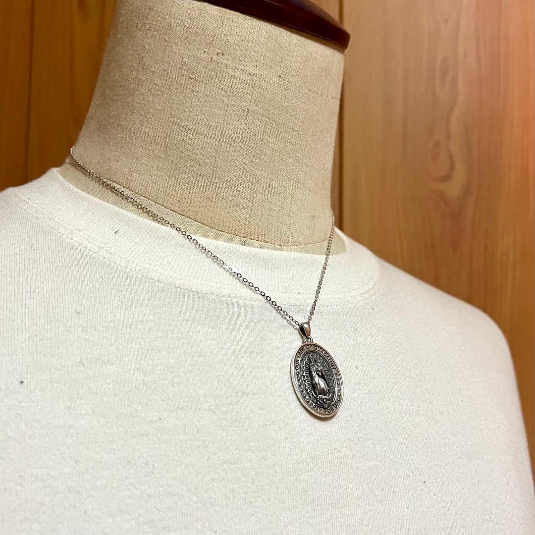 3D(立体)彫刻マリアメダルネックレス｜Silver925｜シルバー925