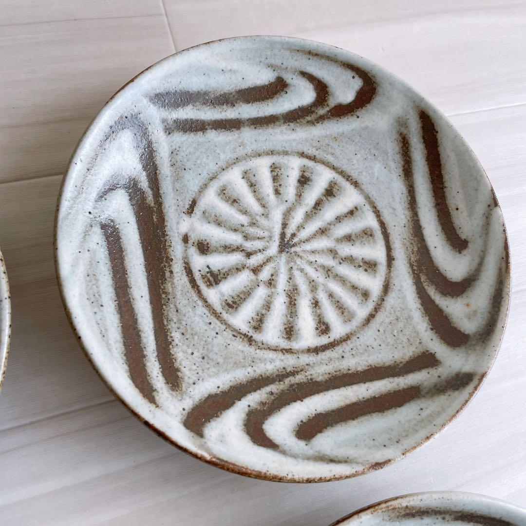 益子焼 指描7寸皿 4枚 神谷正一 作家 和食器 民藝