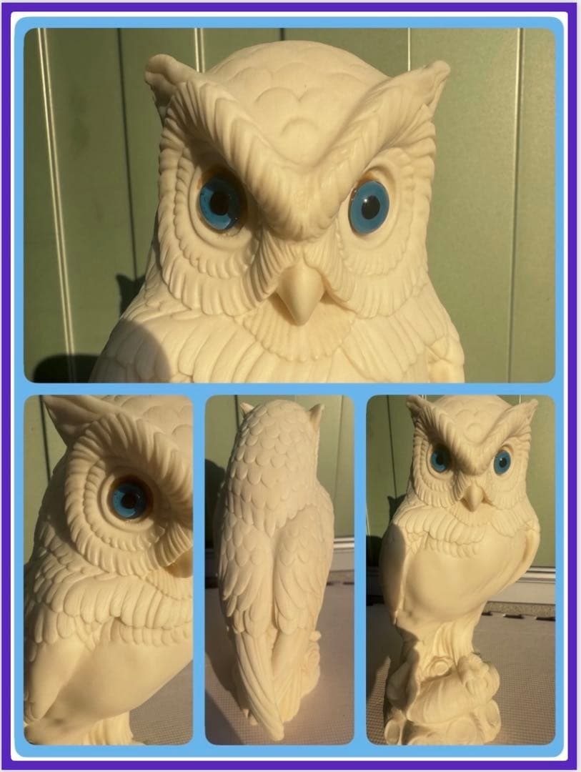 【ギリシャ製／人工大理石】フクロウの置物 ペガサス刻印 大型 30cm