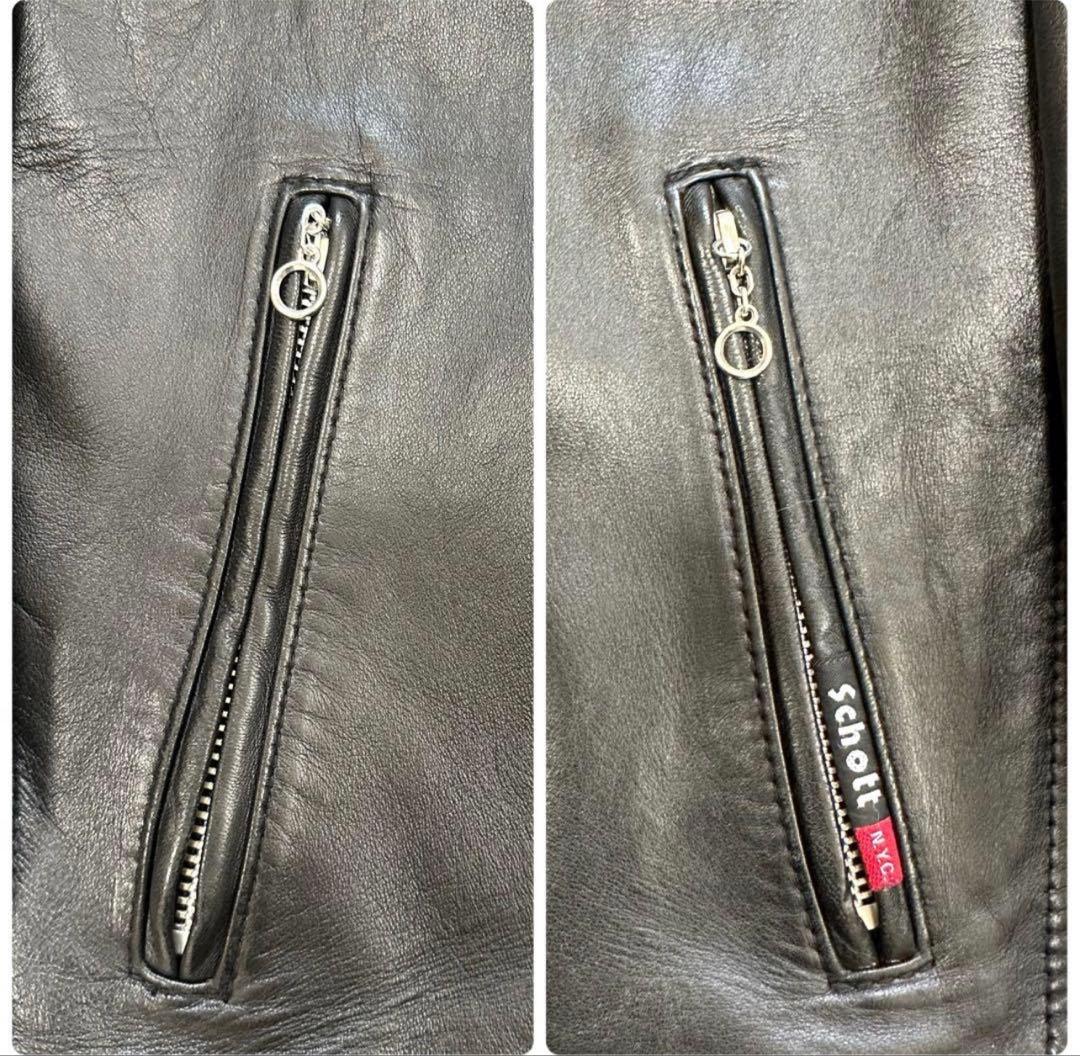 極美品✨Schott　ショット　ライダースジャケット　レザー　L　羊革　シングル