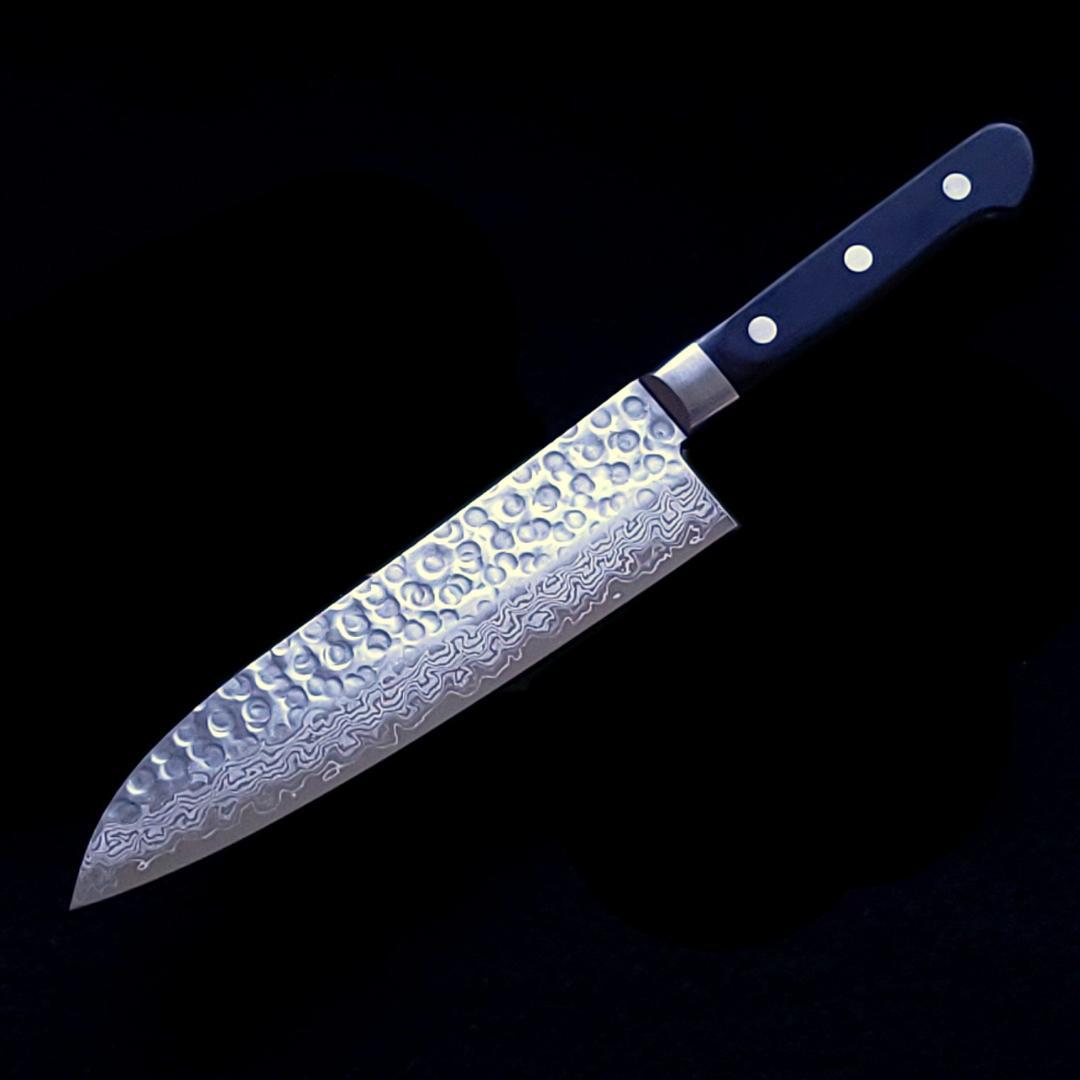 B*R様 日本製 VG10 ダマスカス 三徳包丁185mm 黒柄 G1756E