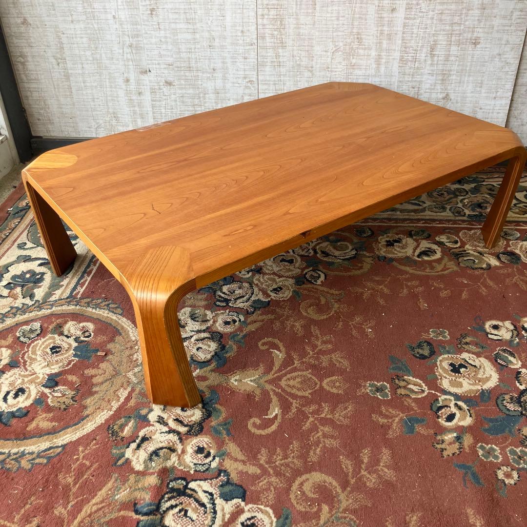昭和レトロ プライウッド 大型座卓 曲げ木 ローテーブル 木製センターテーブル