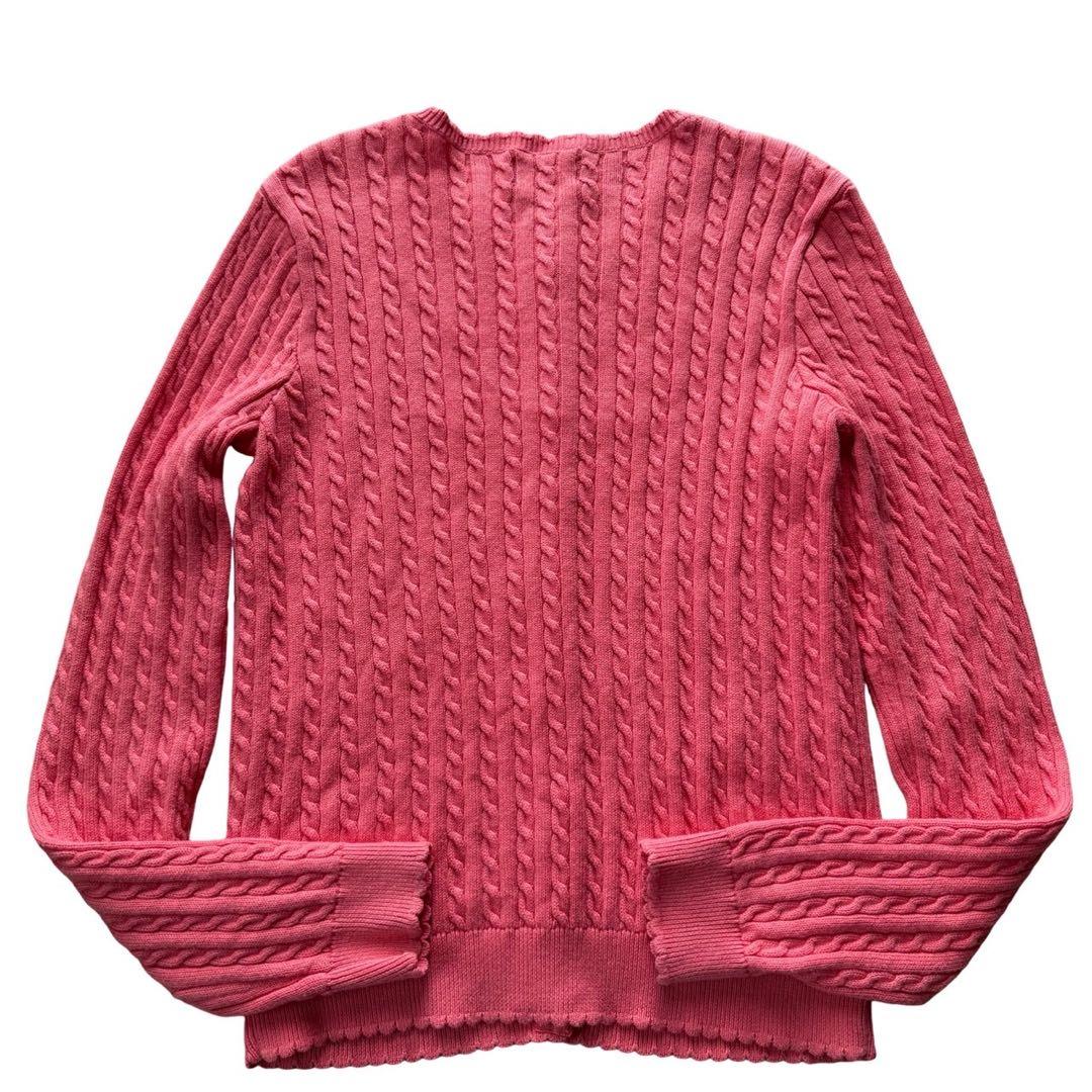 ポロラルフローレン ケーブルニット カーディガン S相当 ピンク