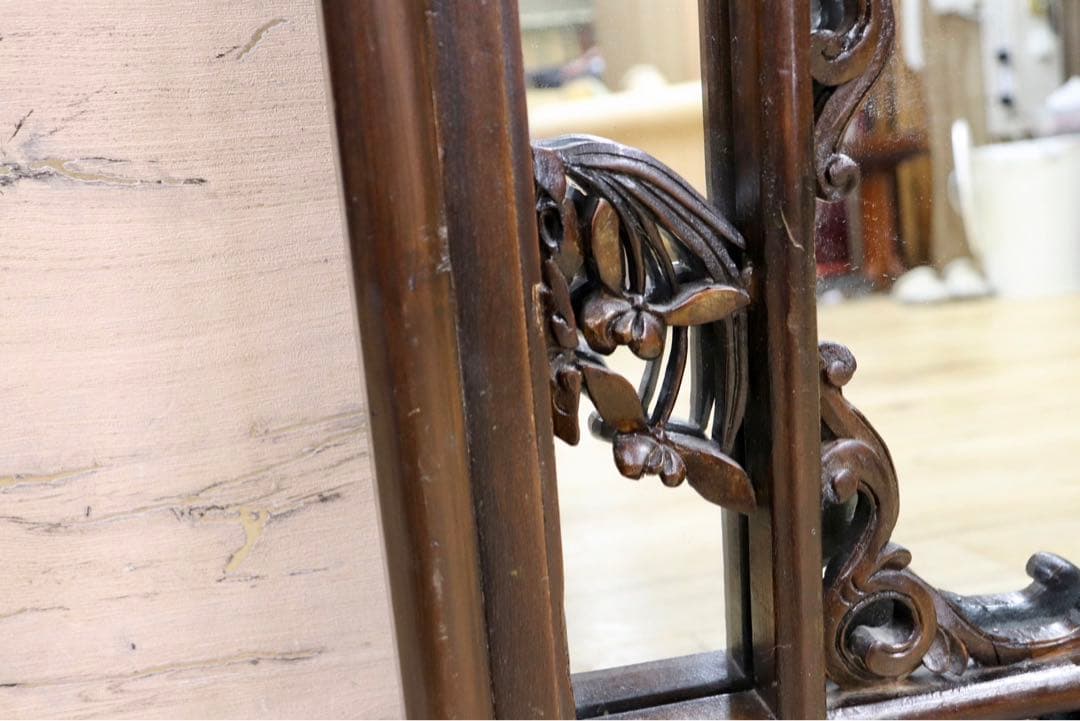 GMHK836G○中国アンティーク ウォールミラー 木製 古材 鏡 壁掛けミラ