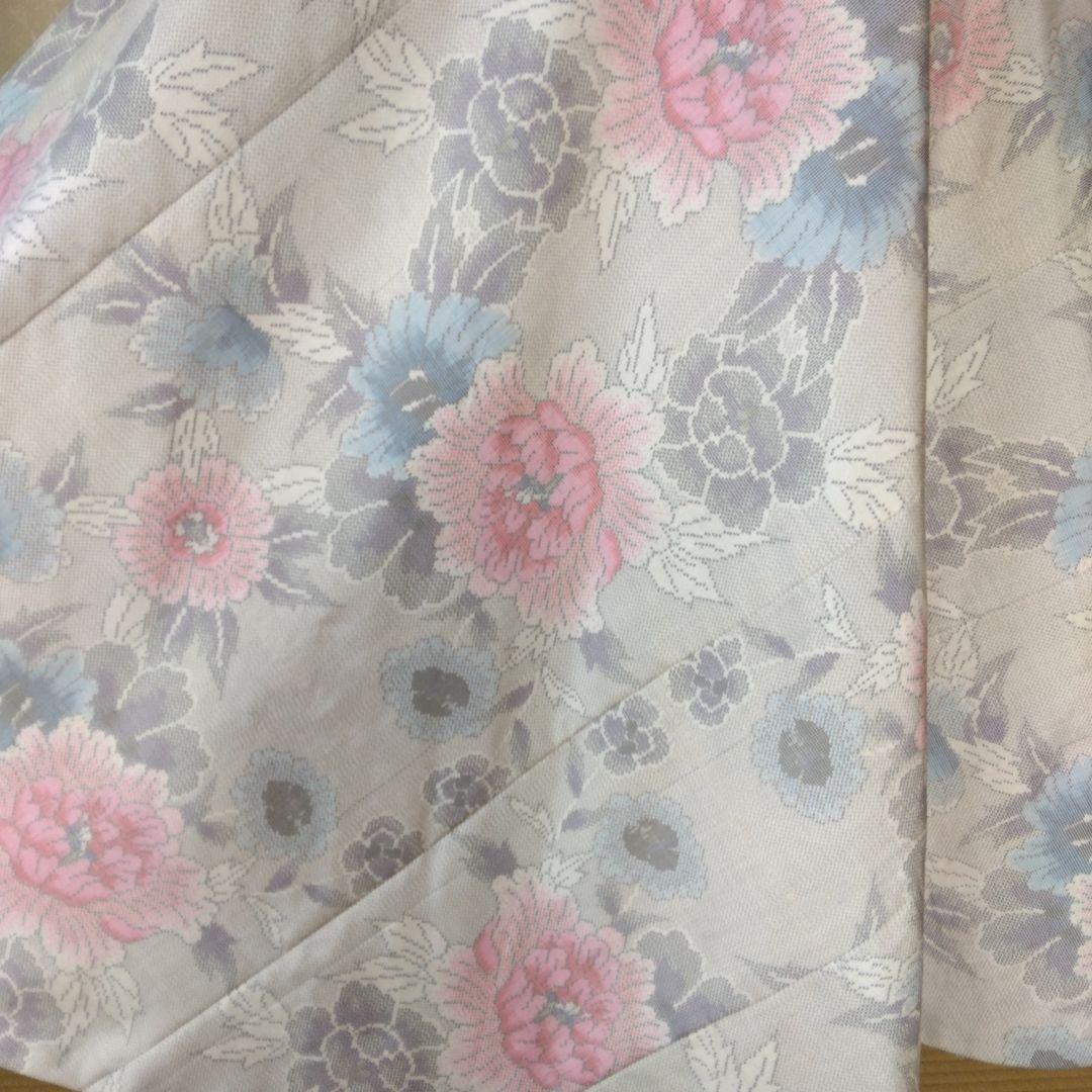 白大島紬解き生地から、バイアス仕立てロングフレアーワンピース　　Ｍ寸