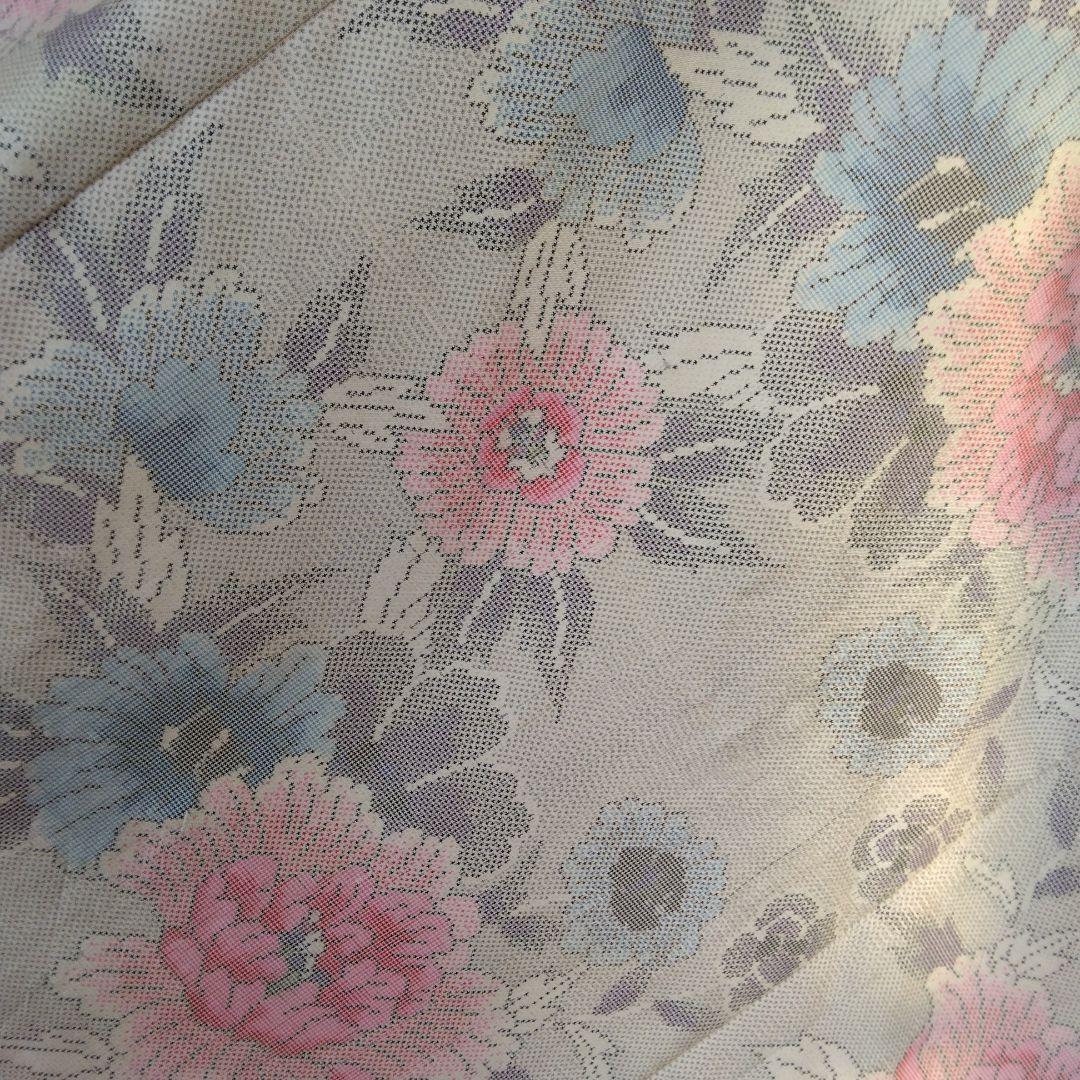 白大島紬解き生地から、バイアス仕立てロングフレアーワンピース　　Ｍ寸