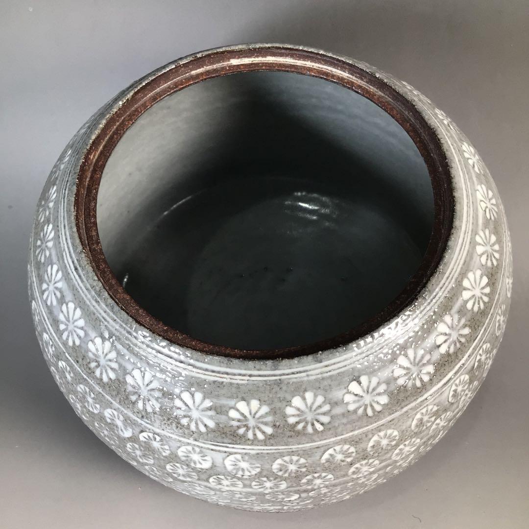 Ｎ９６６　水指　『光山造』『三島手』『丸形水指』　共箱　茶道具