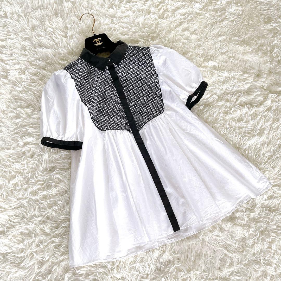 希少✨【ユナイテッドアローズ】エンブロイダリー コンビ ショートスリーブブラウス