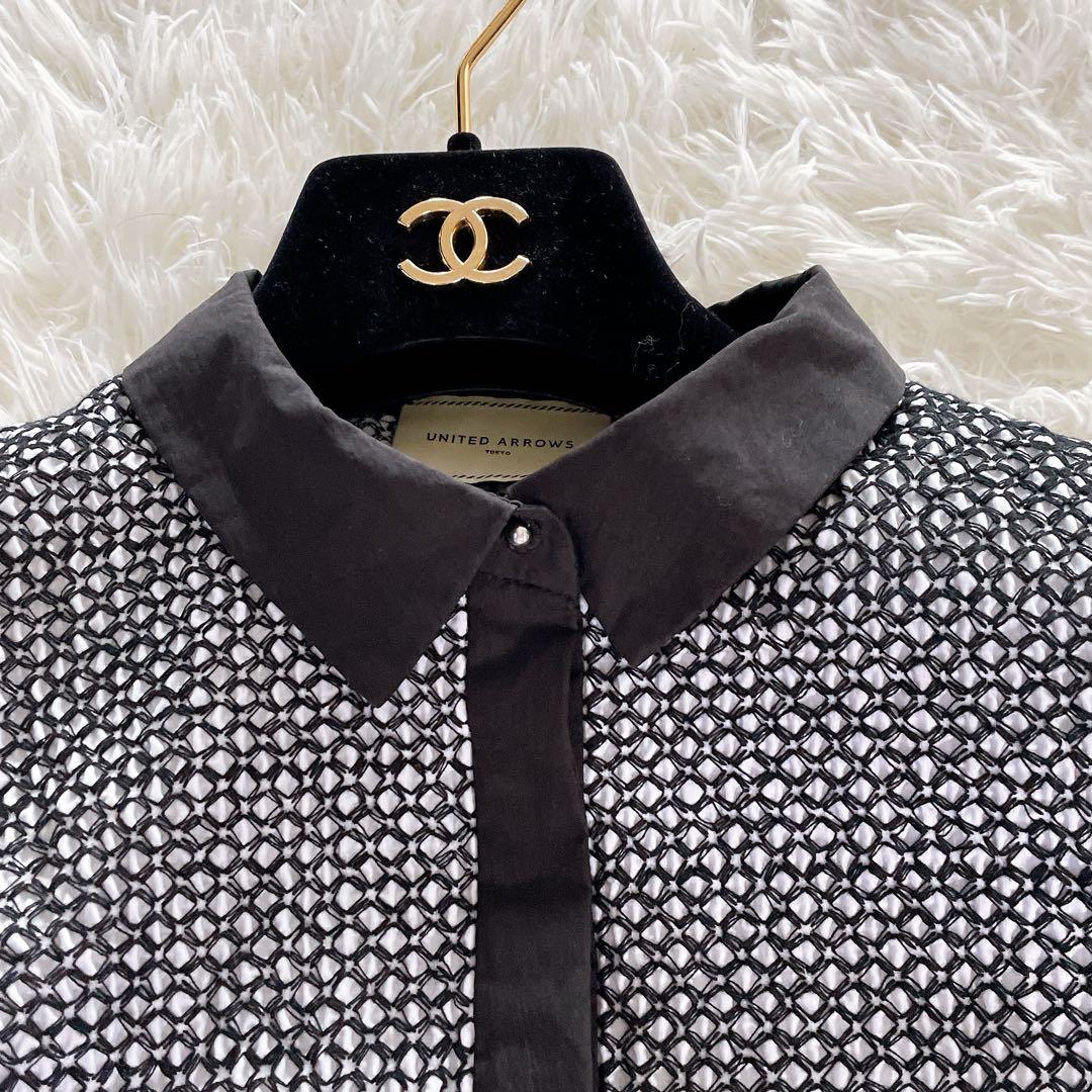 希少✨【ユナイテッドアローズ】エンブロイダリー コンビ ショートスリーブブラウス