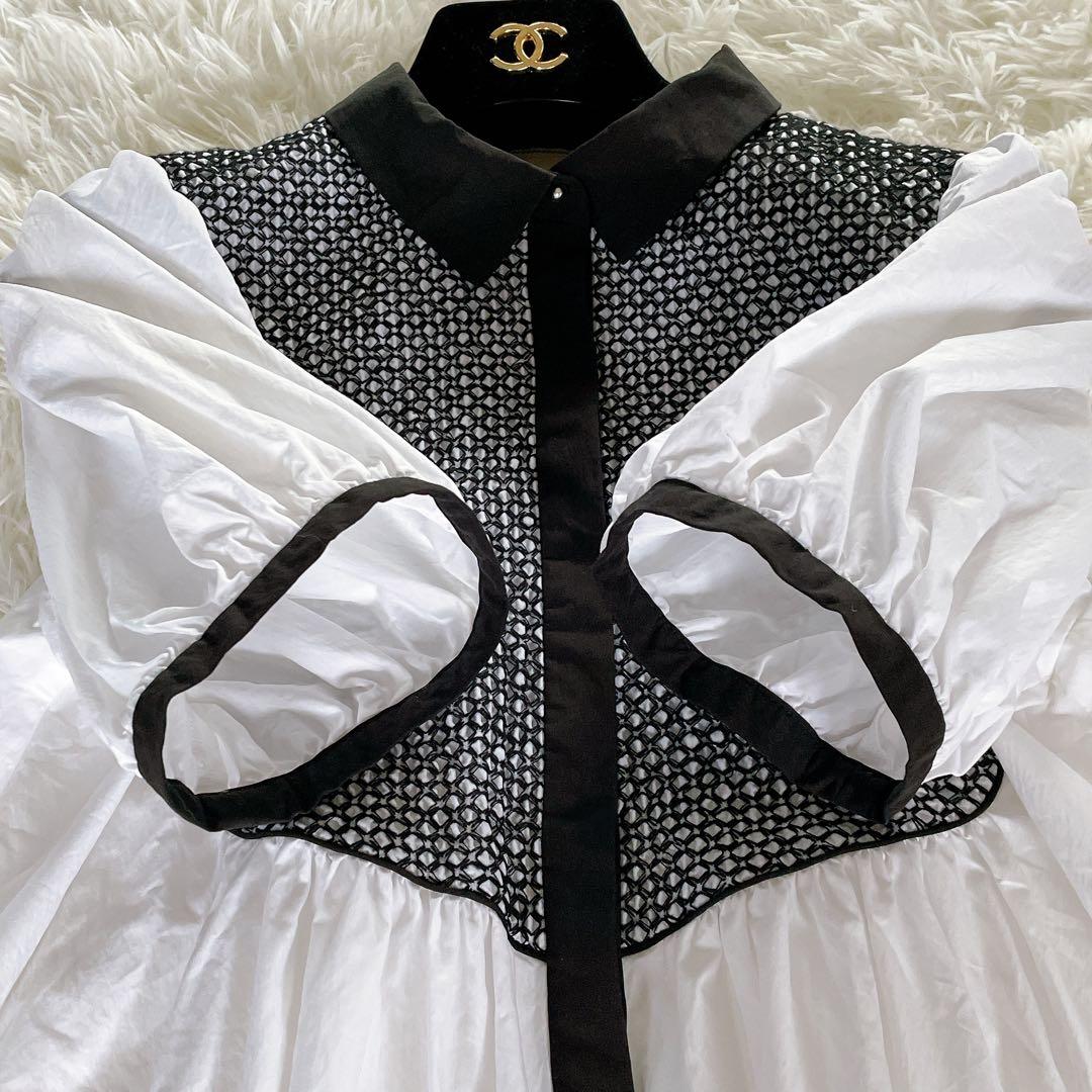 希少✨【ユナイテッドアローズ】エンブロイダリー コンビ ショートスリーブブラウス