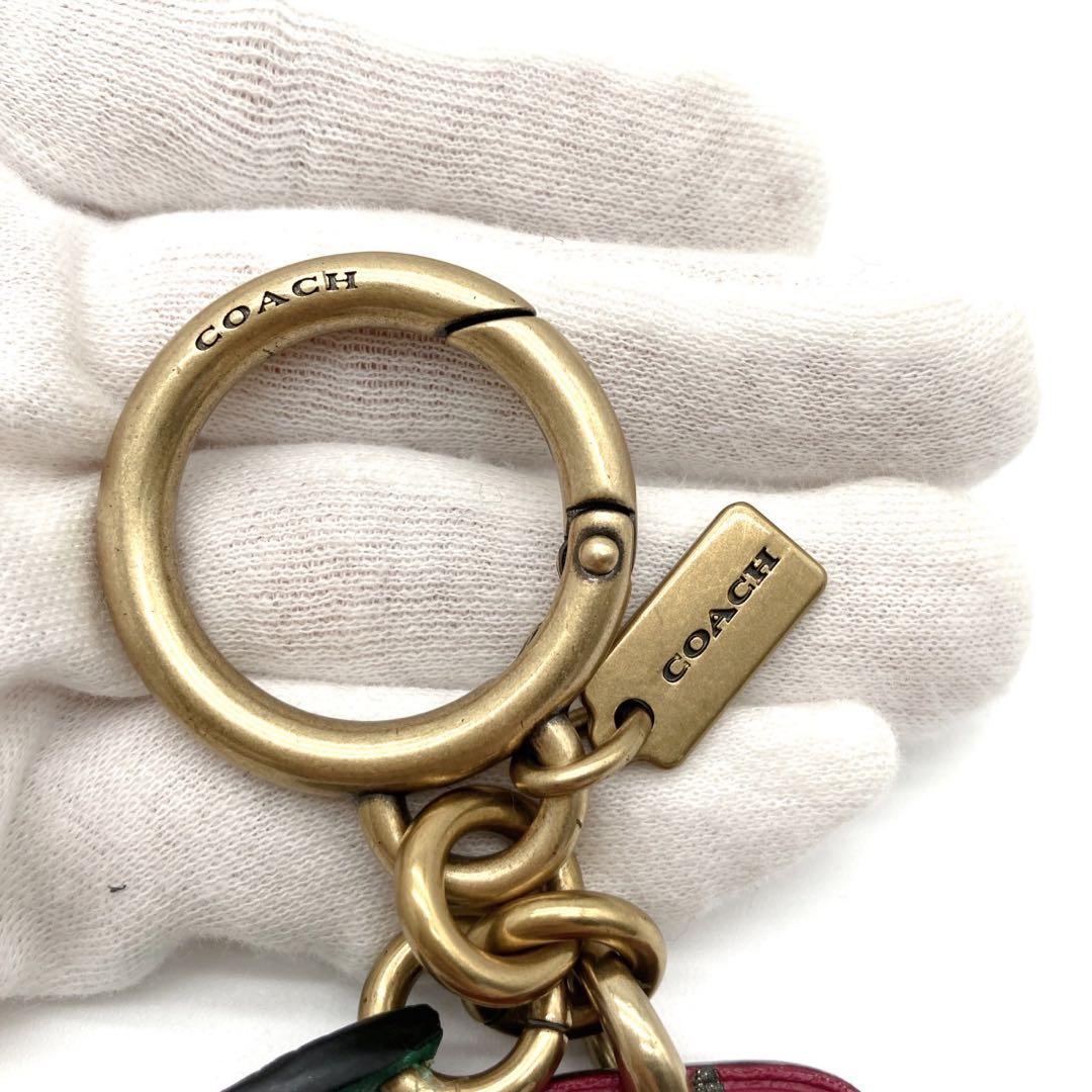 【美品】COACH TEA ROSE バッグチャーム　キーホルダー　キーリング