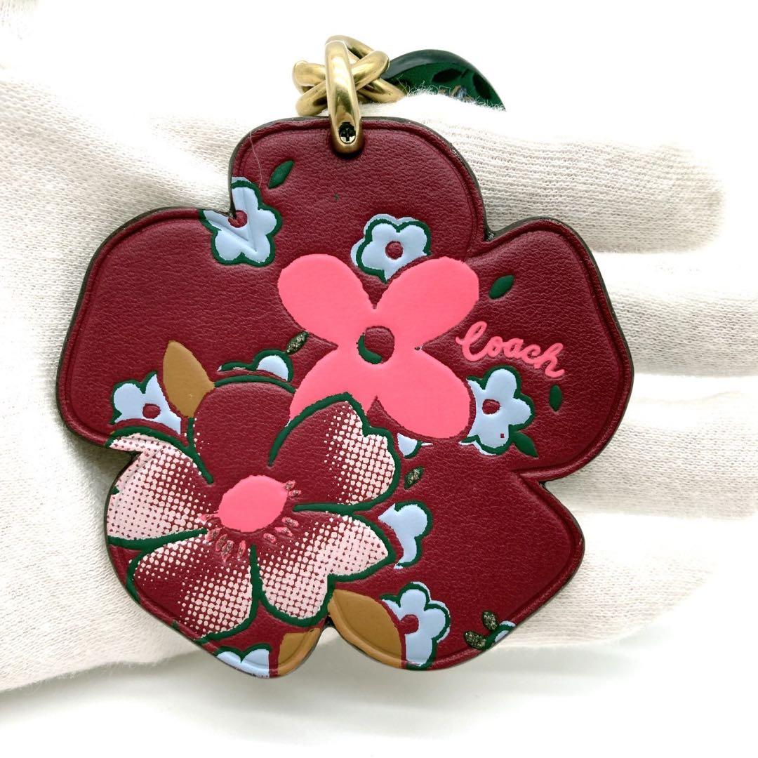 【美品】COACH TEA ROSE バッグチャーム　キーホルダー　キーリング