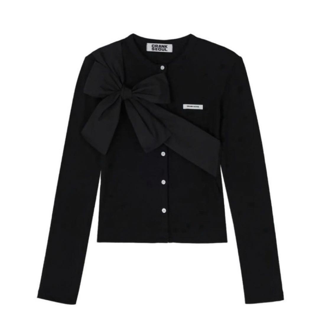 TWICE ミナ着用 CRANK リボン ニット カーディガン ブラック