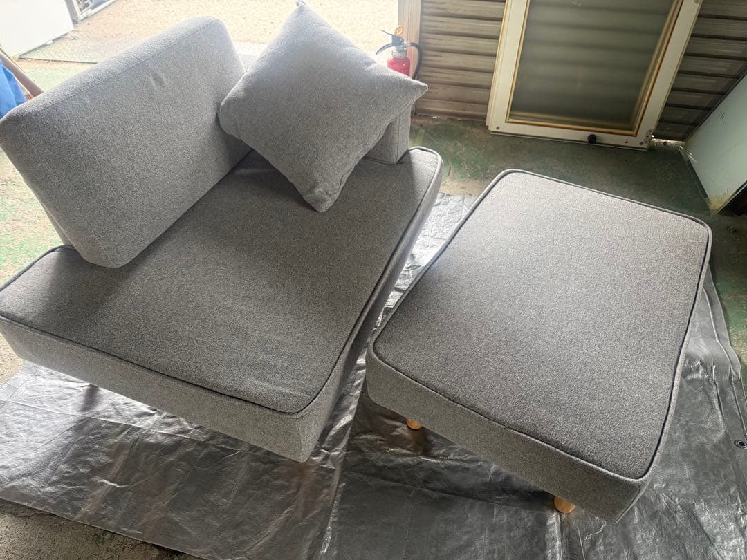 ポケットコイルソファー グレー コンパクト