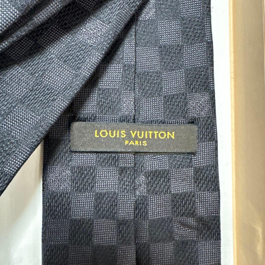 美品 ルイ・ヴィトン ネクタイ ダミエ柄 黒