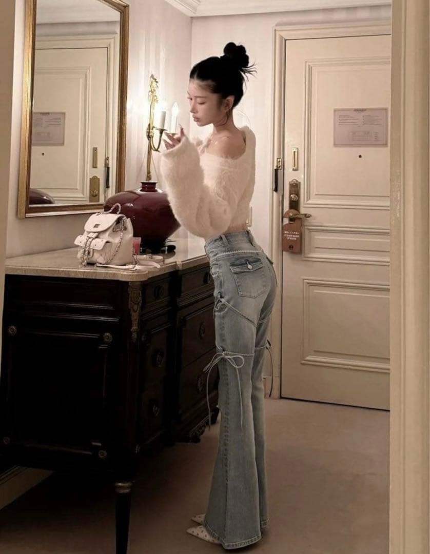 Darich新品タグ付き ダーリッチ ピコレースハイウエストフレアデニム XS