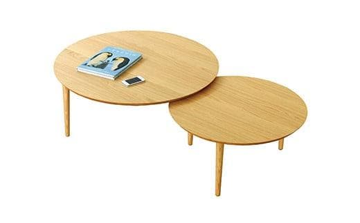 再値下新品未使用高野木工バルーン90ー2テーブルホワイトオーク　リビングテーブル