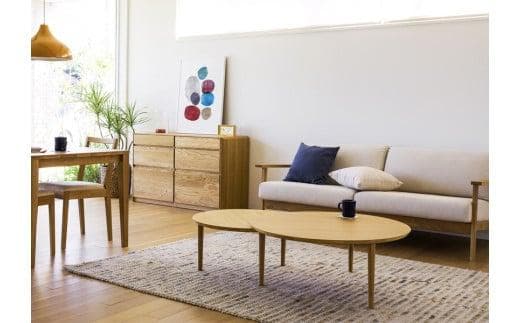 再値下新品未使用高野木工バルーン90ー2テーブルホワイトオーク　リビングテーブル