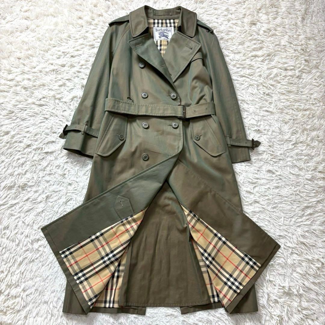 極美品　バーバリー　トレンチコート　ロング　玉虫　ベルト完備　ヴィンテージ