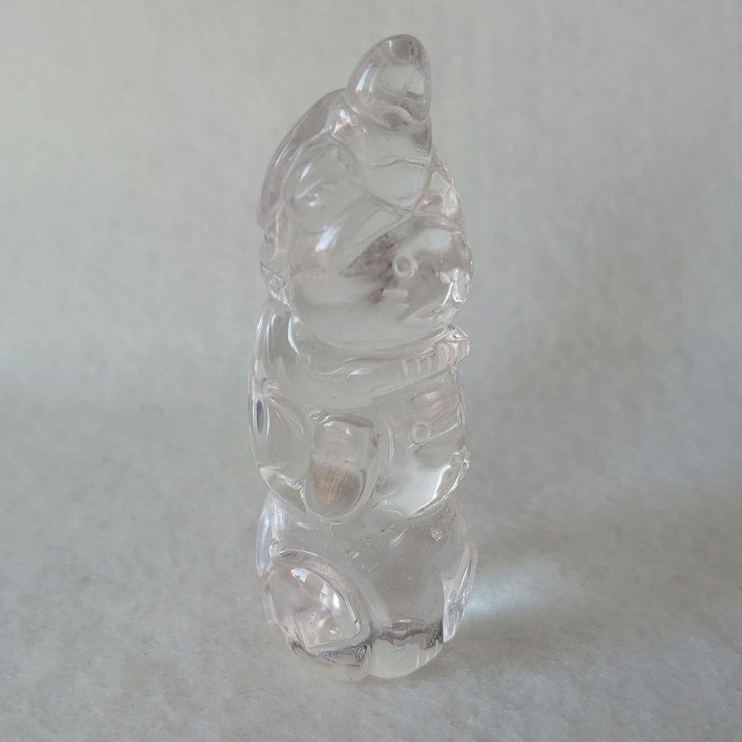 超透明クリア水晶　犬猫亀　の珍しい彫り物　素敵な逸品