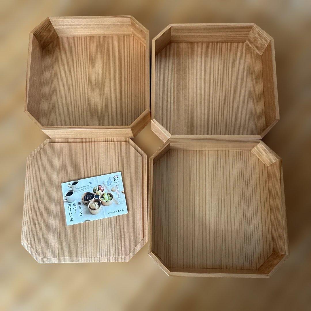 【未使用品】大館工芸社　秋田杉　隅切三段重 重箱 6.5寸