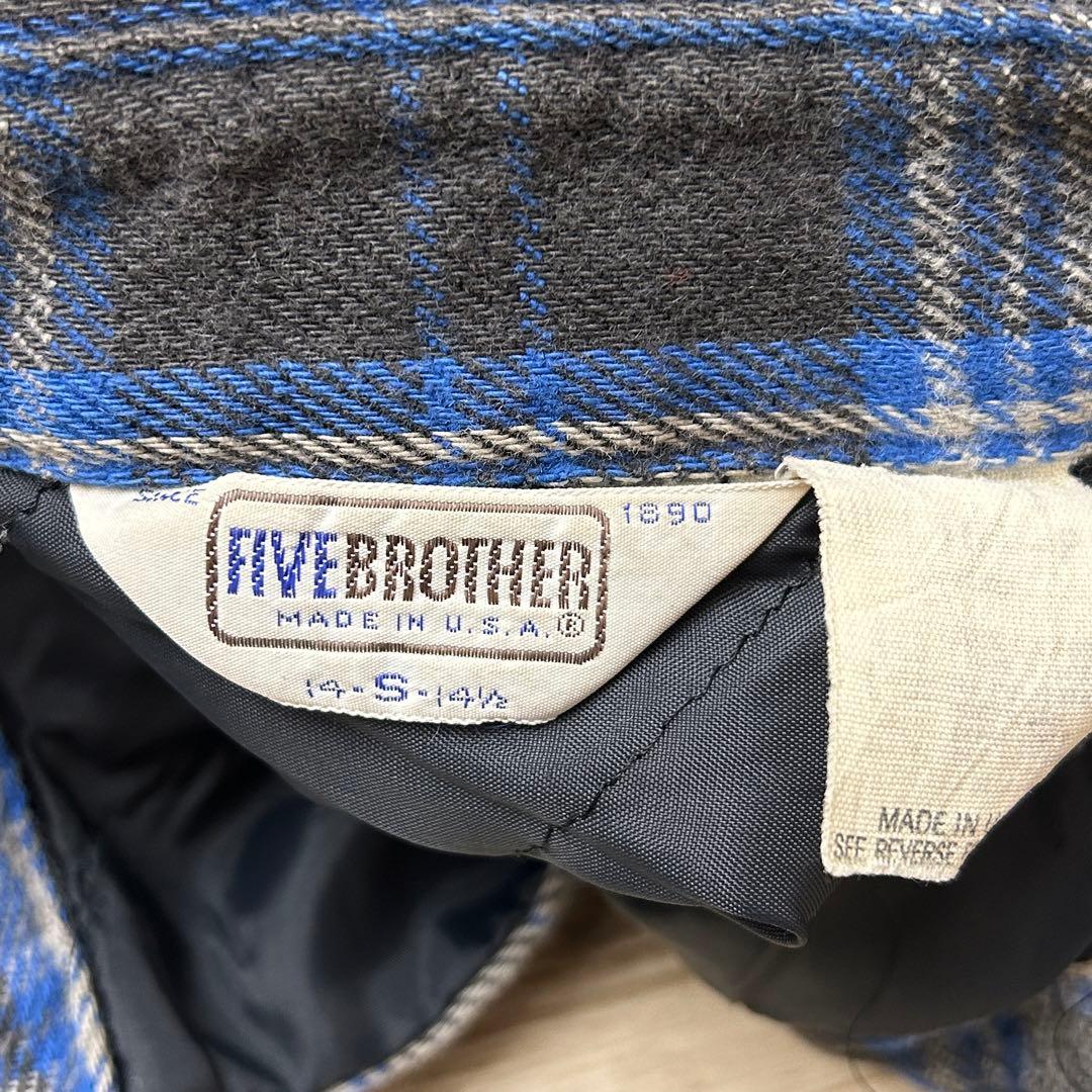 80s USA製 FIVEBROTHER キルティング ネルシャツ 希少サイズ
