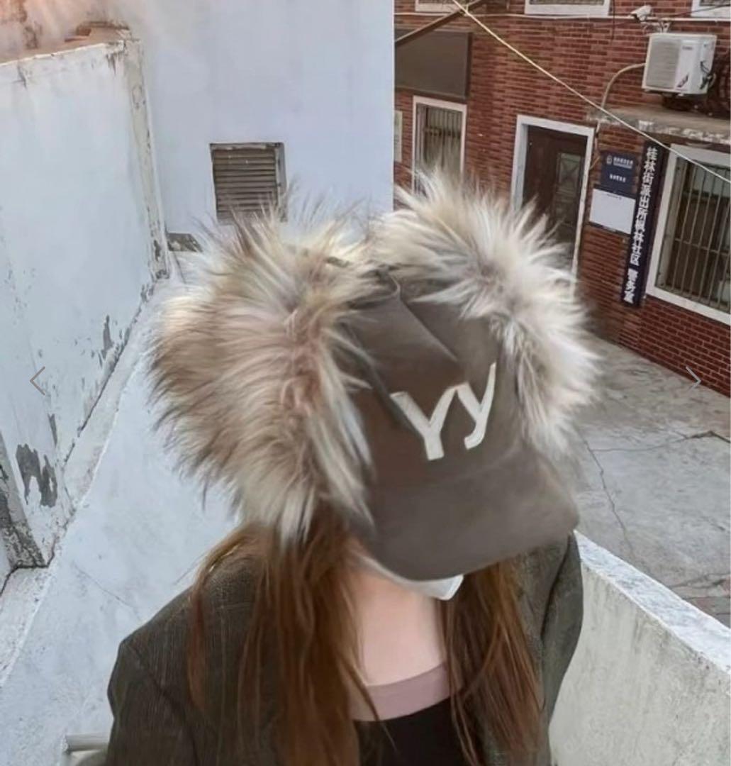 カオナシOPENYY ファー付きコーデュロイキャップ