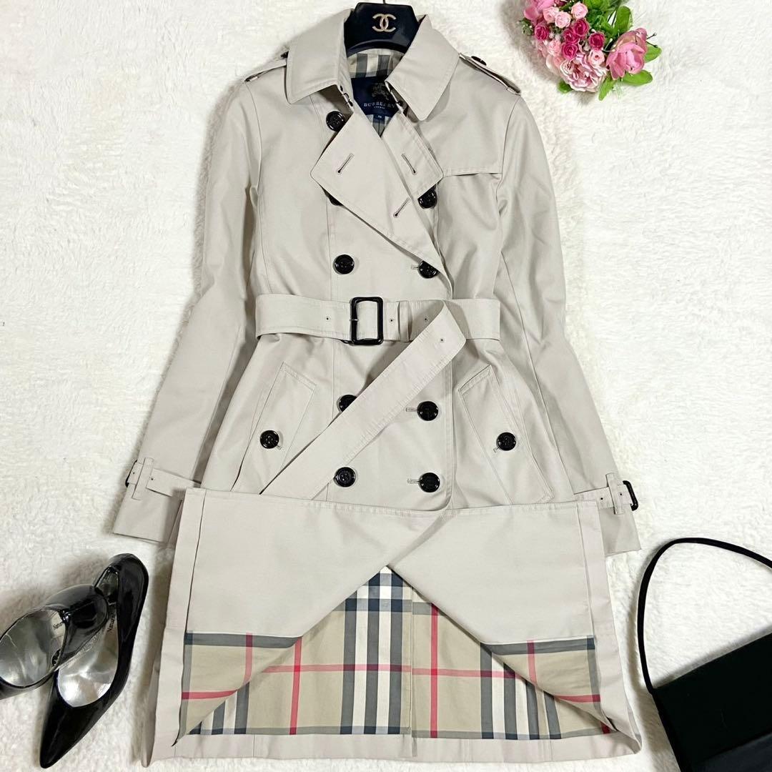 極美品● バーバリーロンドン トレンチコート ベルト ノバチェック ベージュ M
