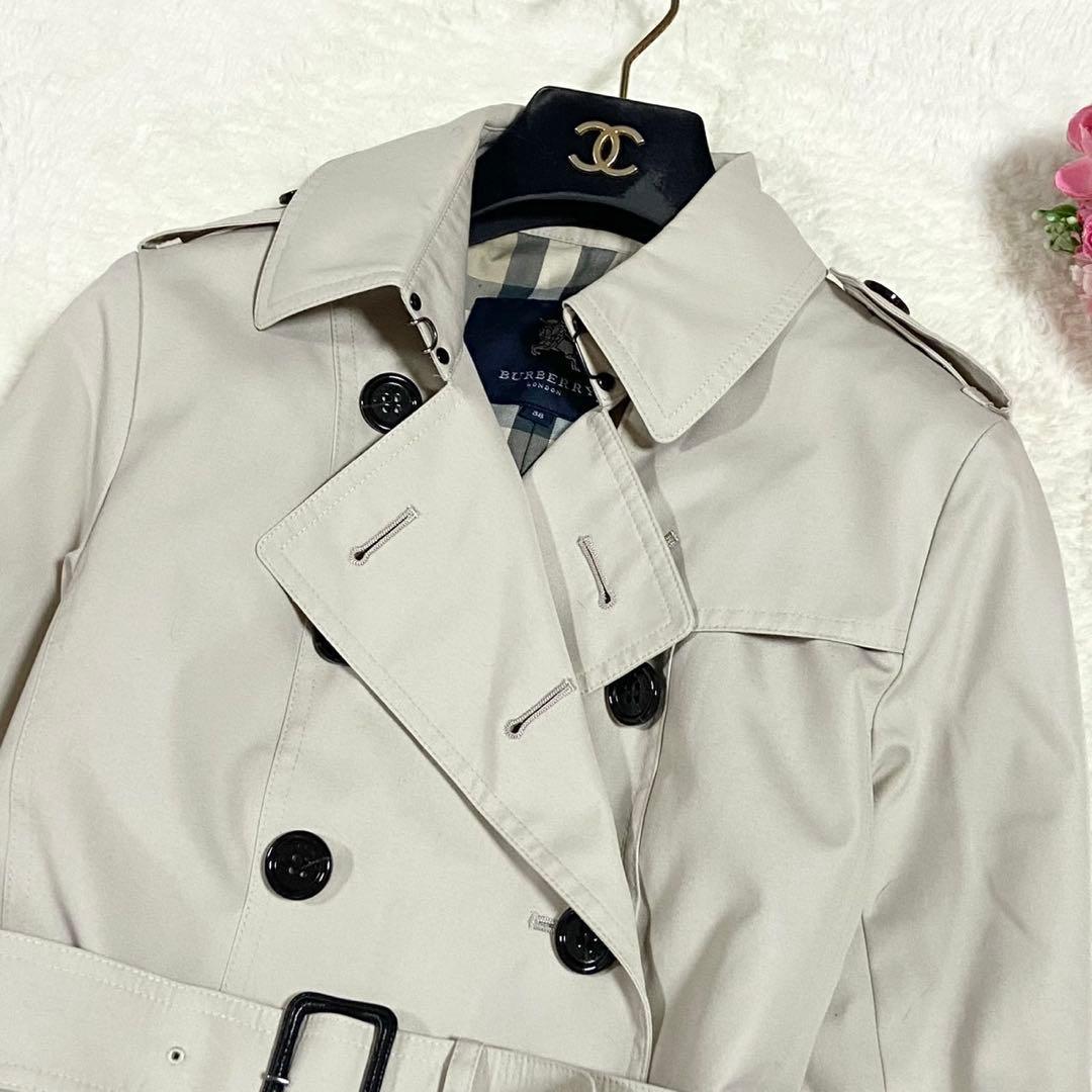 極美品● バーバリーロンドン トレンチコート ベルト ノバチェック ベージュ M
