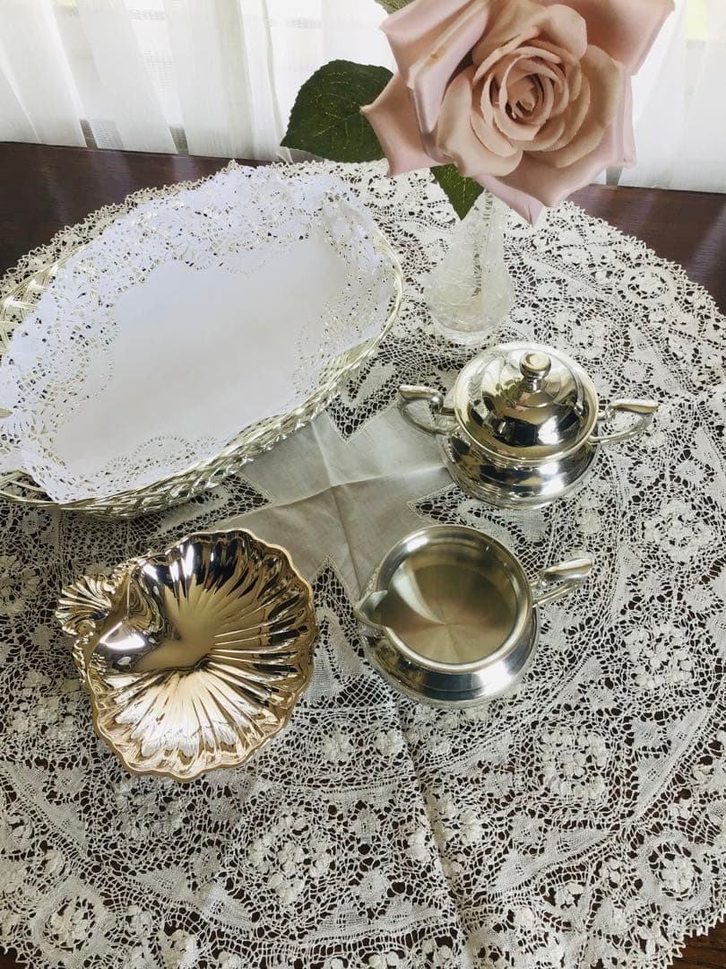 シルバーのモーニングセット、4点