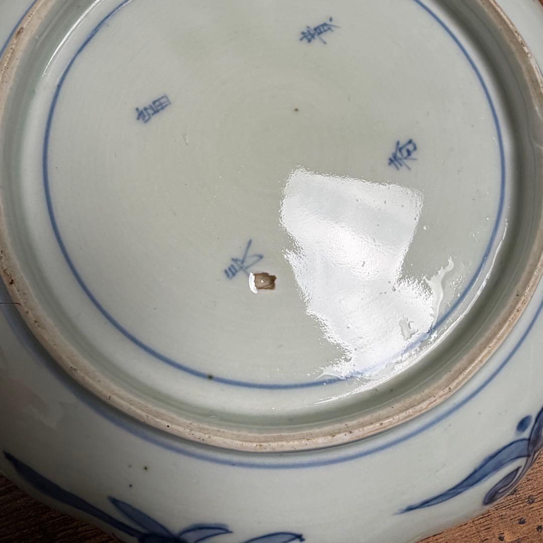 古伊万里 赤絵富貴長春七寸皿 五客　大皿/お皿/中皿/アンティーク