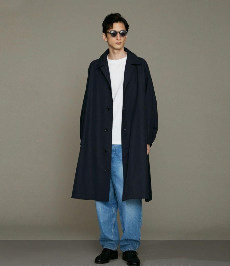 ナノユニバース　LB.01　ウールポリエステルギャバジンステンカラーコート　M