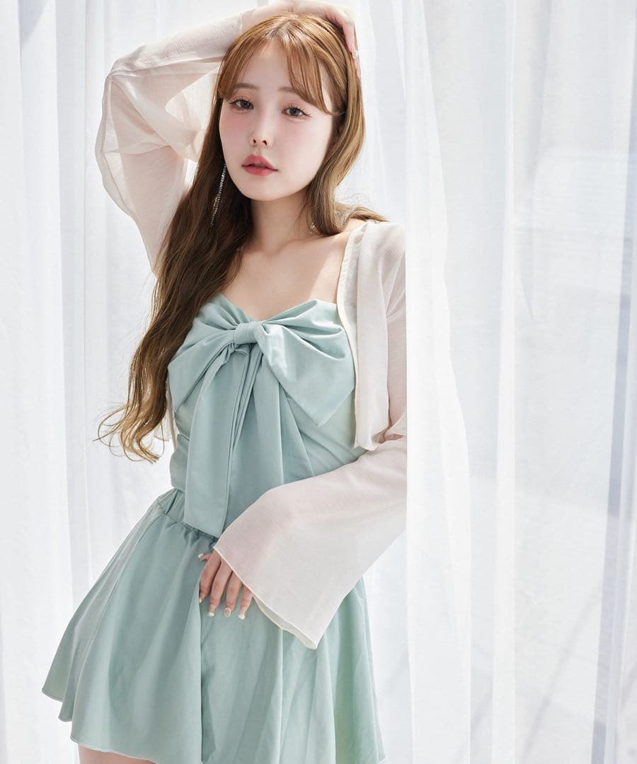 リボン付きミントグリーンワンピース 水着 ナイスクラップ NICE CLAUP