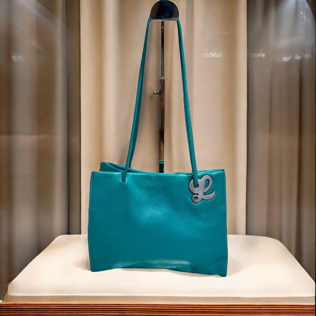 超美品✨LOEWE ロエベ　ショルダーバッグ　トートバッグ　青緑系　A5サイズ