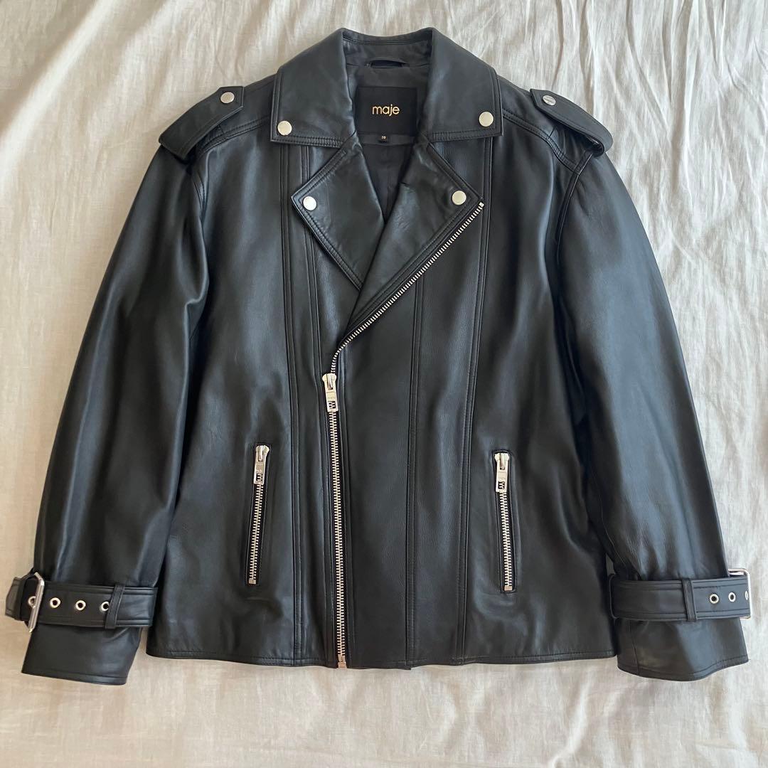 ジャケット・アウター Maje belted leather jacket
