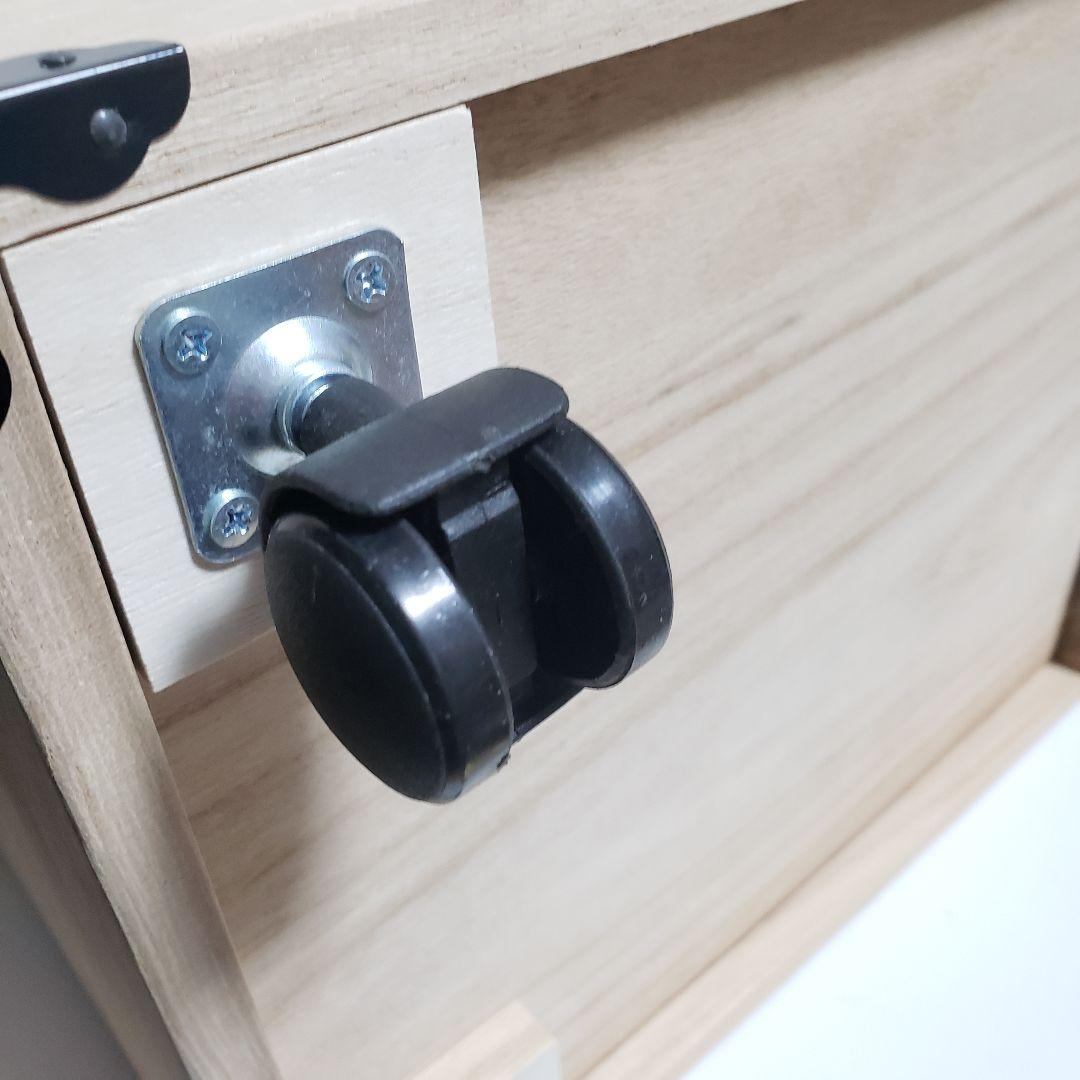 米びつ 桐 10kg 越後の米蔵 キャスターはスムーズ、マス付き　昭和レトロ