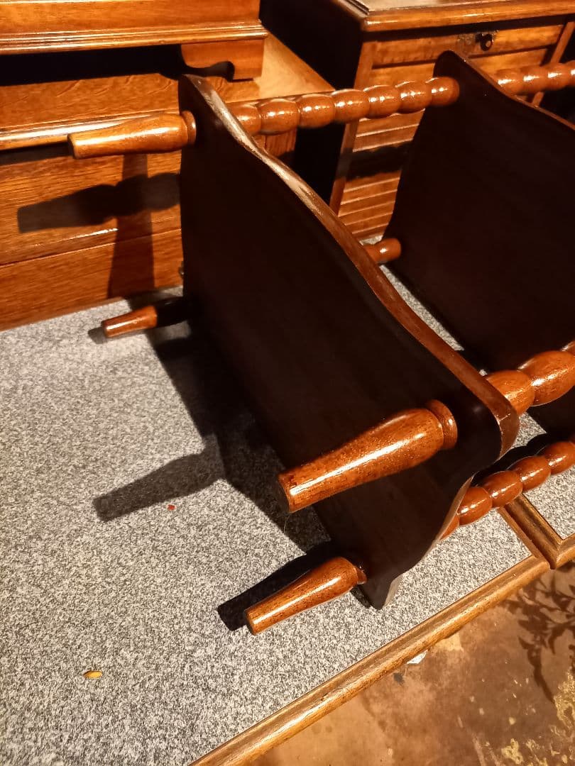 1970's　コロニアル　チーク　無垢材　ボビン　レッグス　３段　サイド　ラック