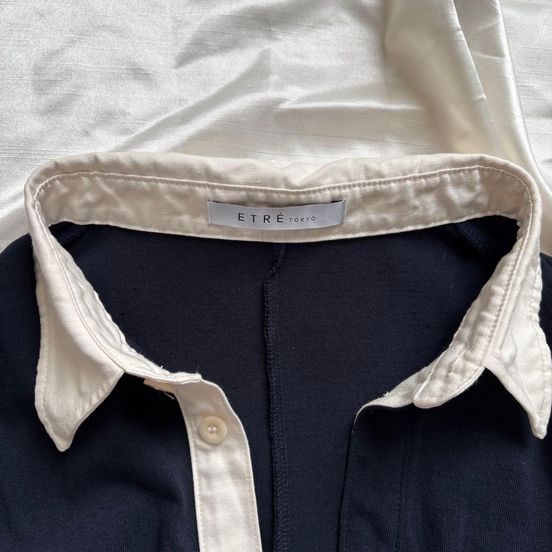 ETRE TOKYO 24AW ラガーシャツショートオールインワン ネイビー M
