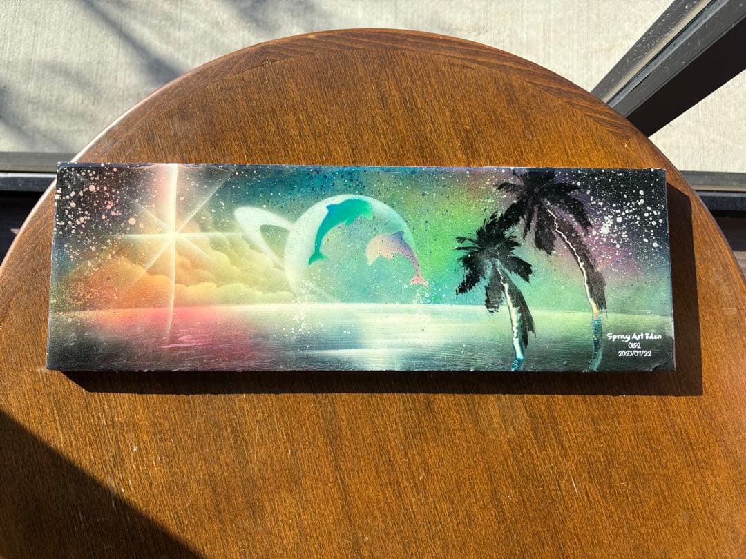 ☆激レア☆ スプレーアートエデン レジンアート原画 サンセット＆イルカ