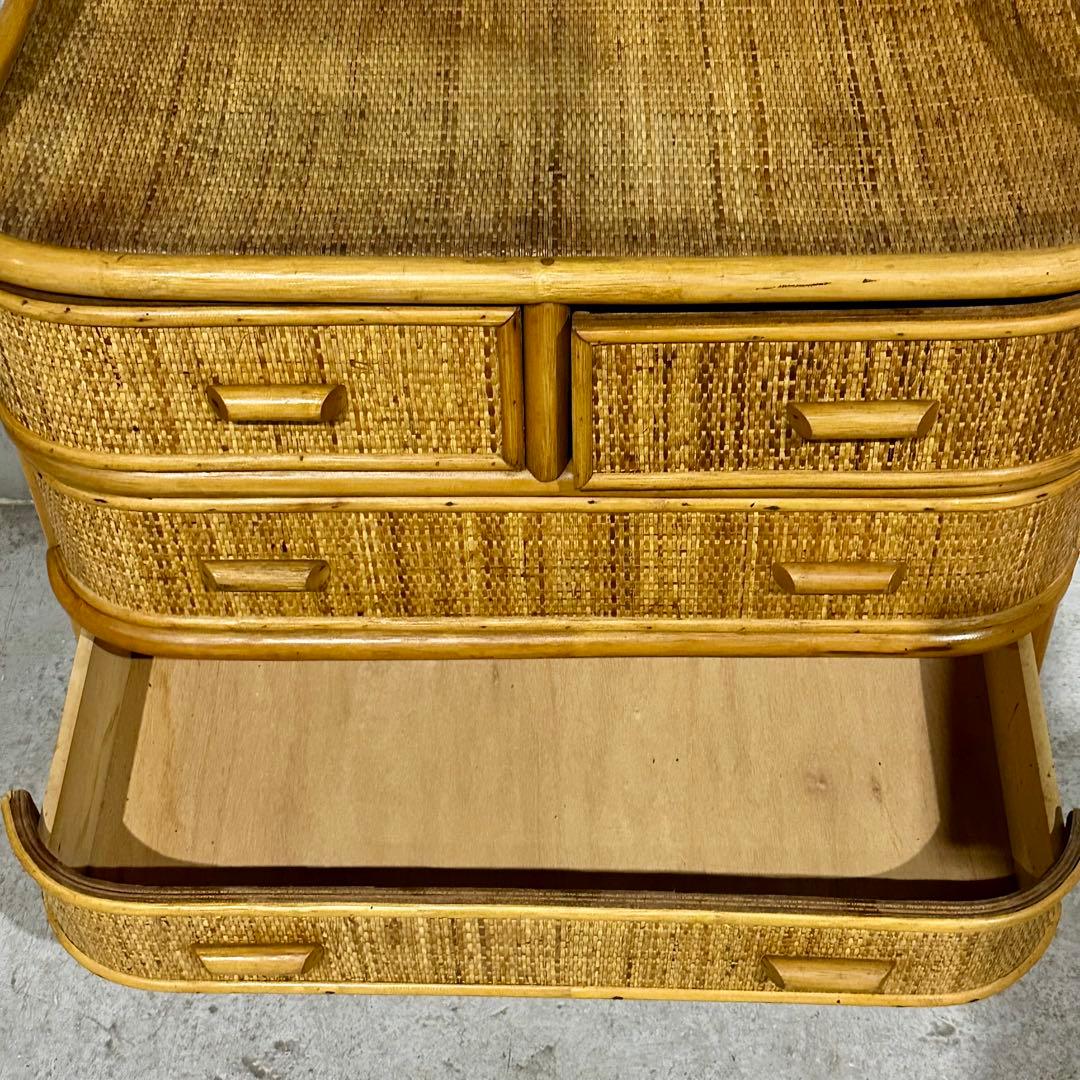 ꧁オールドがラタン꧂籐 収納家具 和モダン 昭和レトロ 6段チェスト