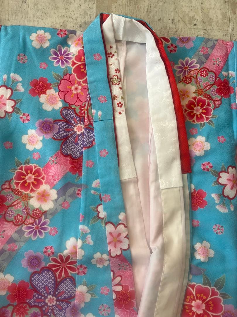 七五三　7歳着物　美品　花柄　四つ身