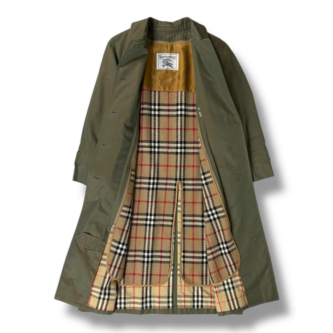 【美品】BURBERRY コットン トレンチコート 玉虫色 7AB ライナー付き